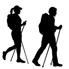 236x236 Women Hiker Silhouette Vinyl Decal Sticker Camping Hiking Mountain