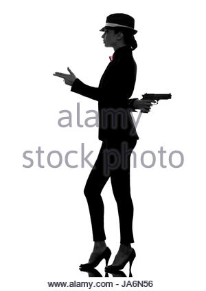 300x423 Police Woman Holding Gun Looking The Door. Police Concept Stock