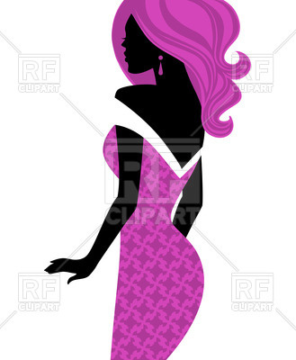 329x400 Silhouette Of A Woman With Purple Hair And Dress Royalty Free