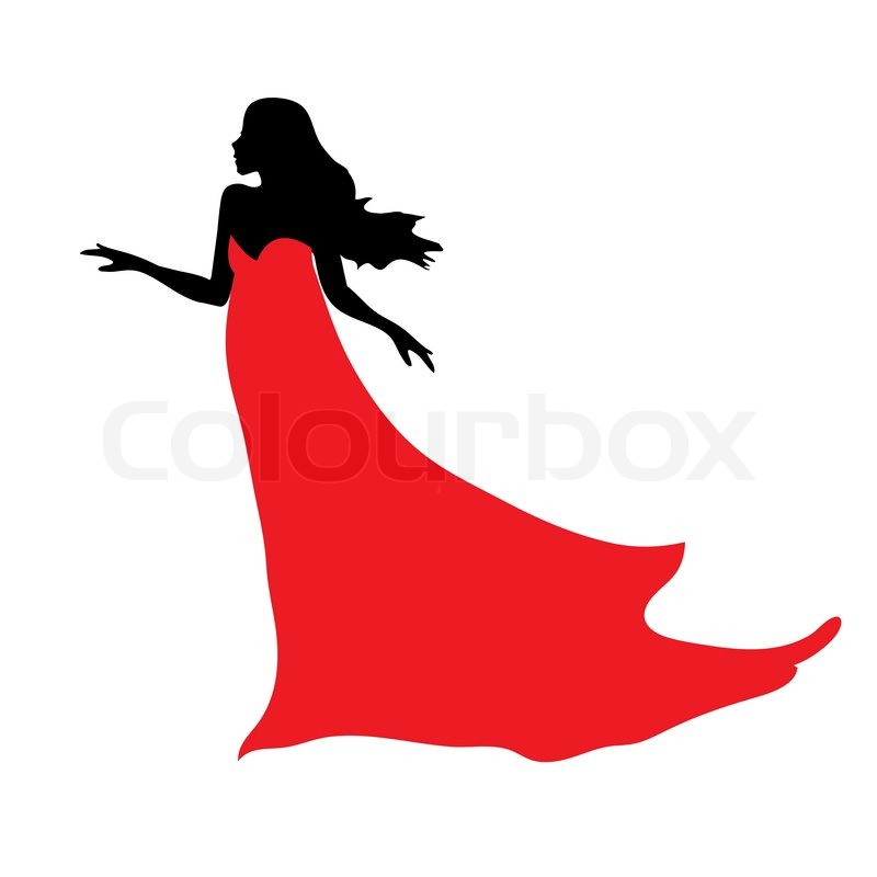 800x800 Woman Silhouette In Dress Standing Clipart Collection