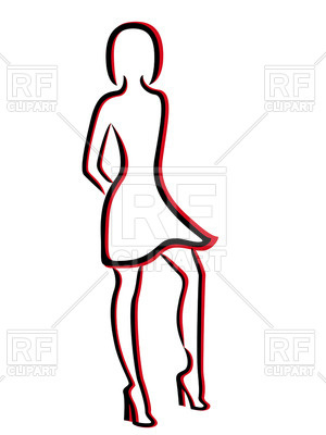 300x400 Contour Of Woman In A Brief Dress Royalty Free Vector Clip Art