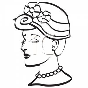 300x300 Black And White Silhouette Of A Woman Wearing A Hat And Pearls