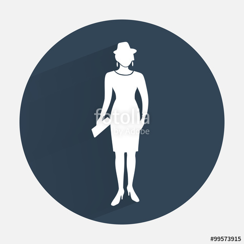 500x500 Busines Woman Icon. Fashion Lady With Small Bag And Hat. Social
