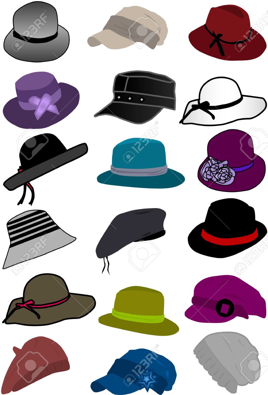 883x1300 Clipart Womens Hats Collection