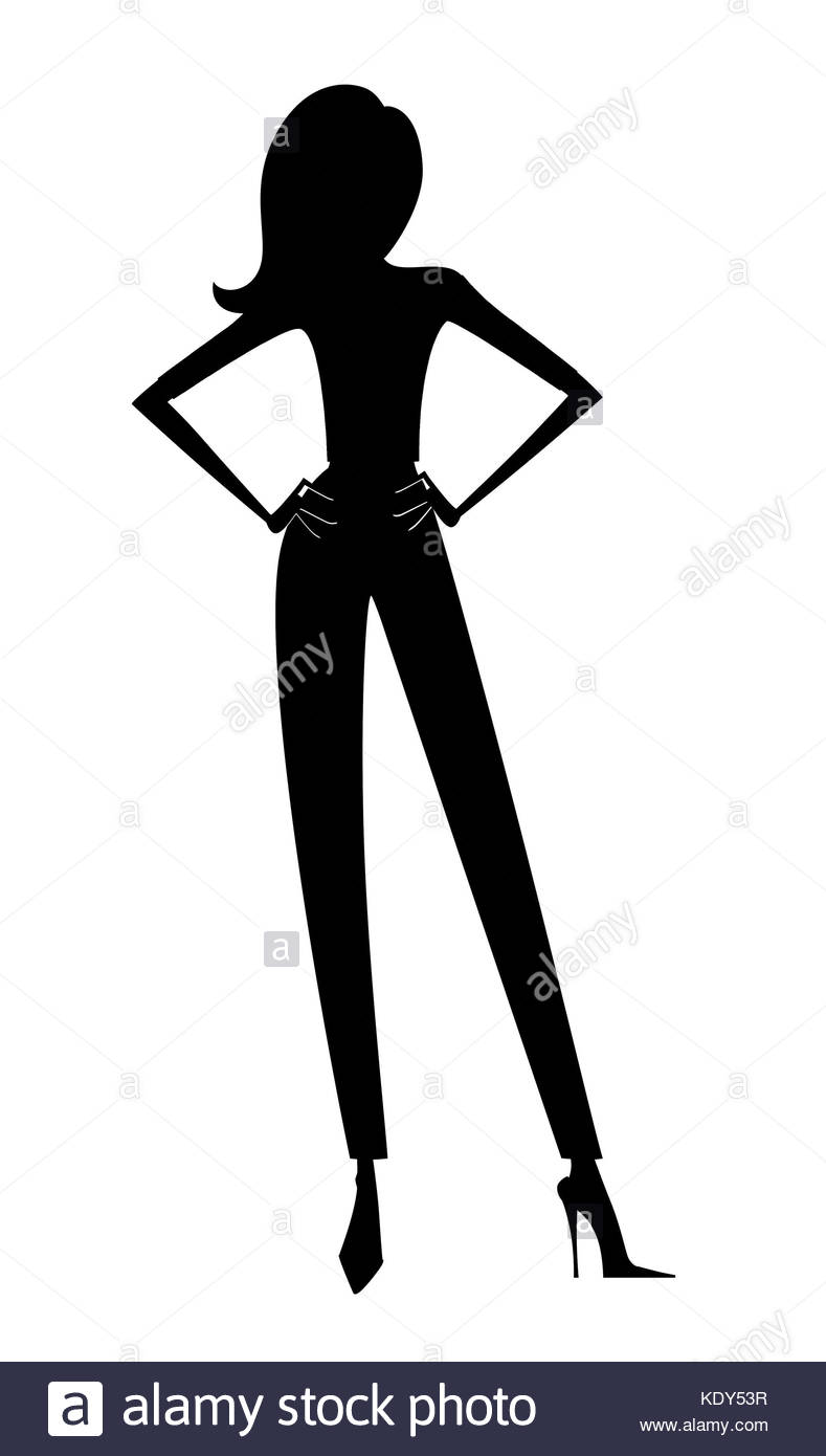 789x1390 Fashion Silhouette Of A Stylish Young Woman In Pants And High