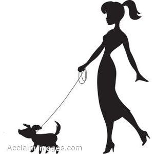 300x300 Woman Umbrella Walking Dog Silhouette Clipart