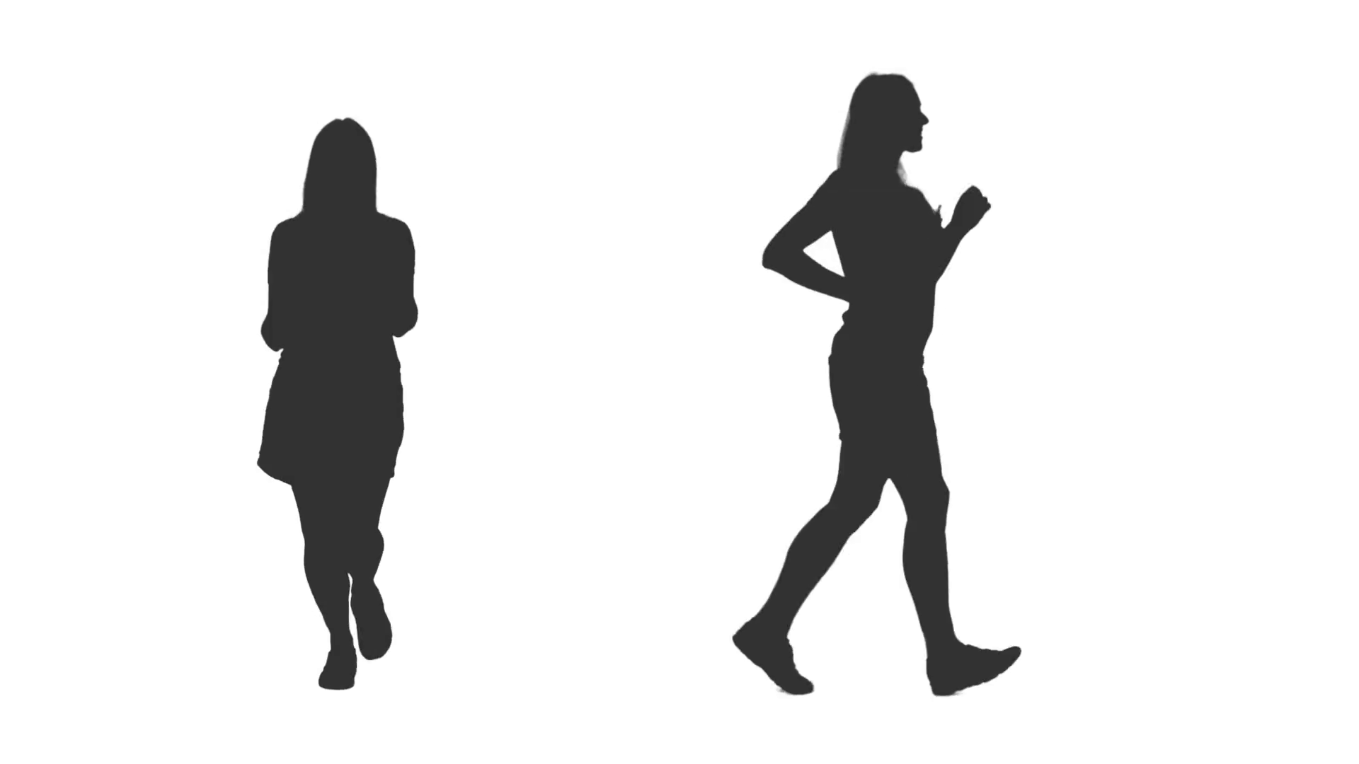 1920x1080 Silhouette Young Woman Jogging In Shorts, 2 In 1, Alpha Channel