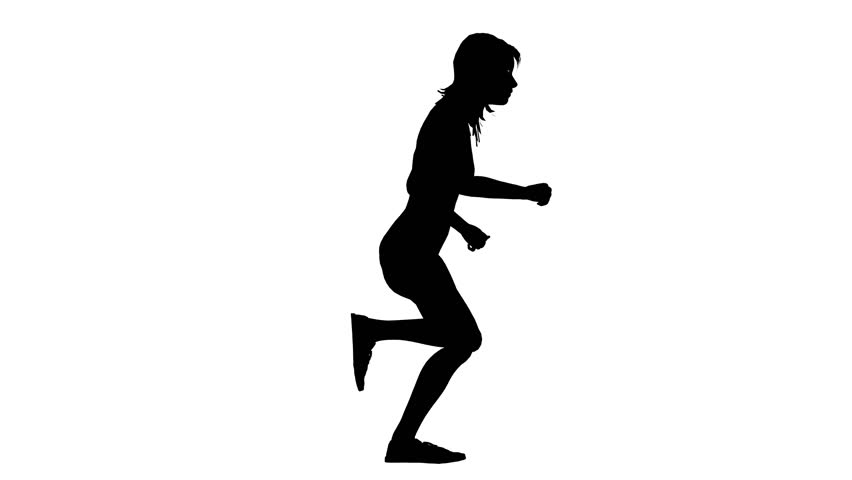 852x480 Woman Jogging. Side View. Silhouette. Slow Motion Stock Footage