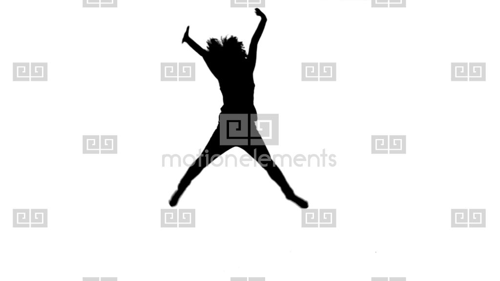 1024x576 Silhouette Energetic Woman Jumping Up Stock Video Footage 3860045