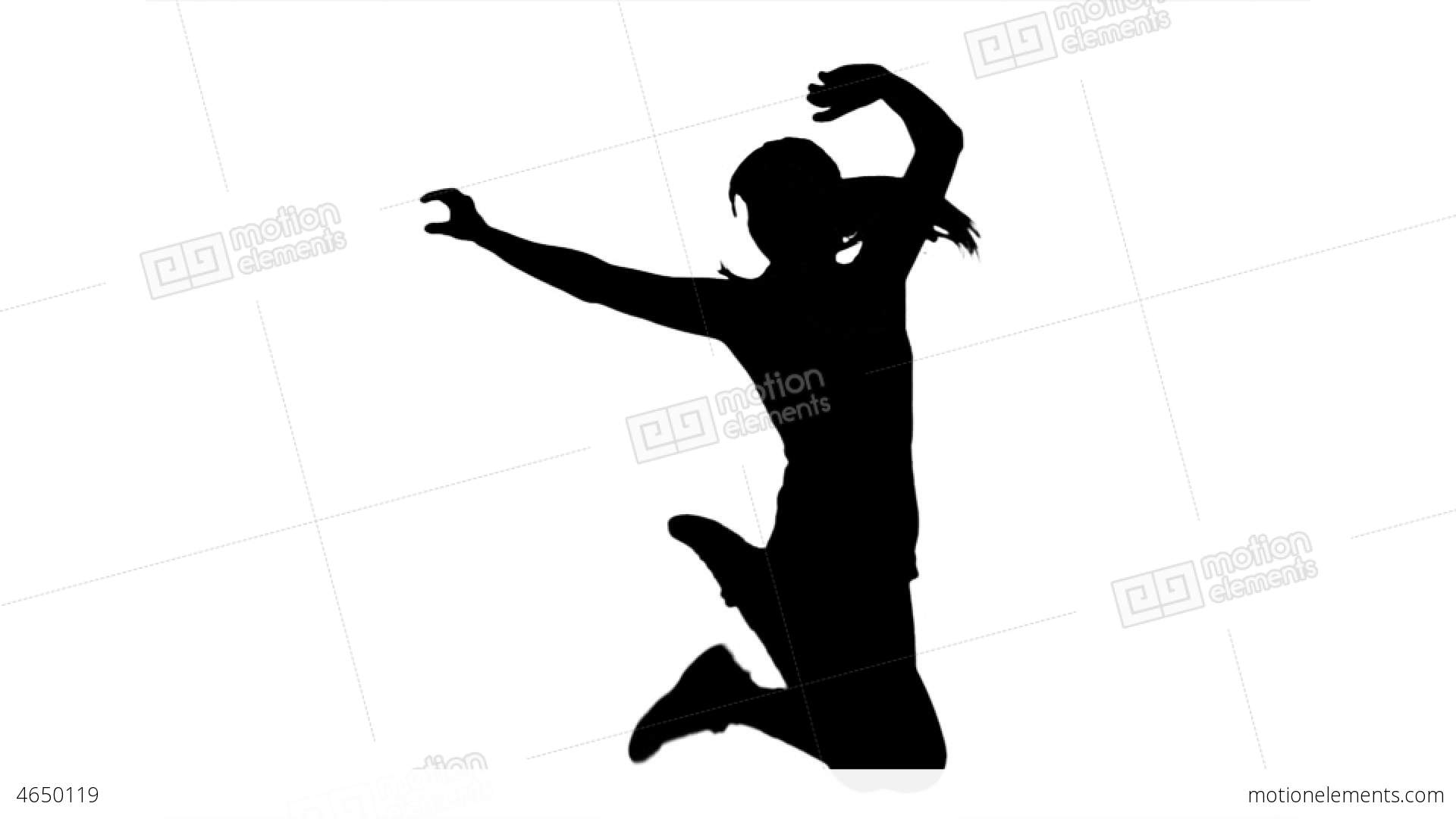 1920x1080 Silhouette Of Woman Jumping And Raising Arms On Wh Stock Video
