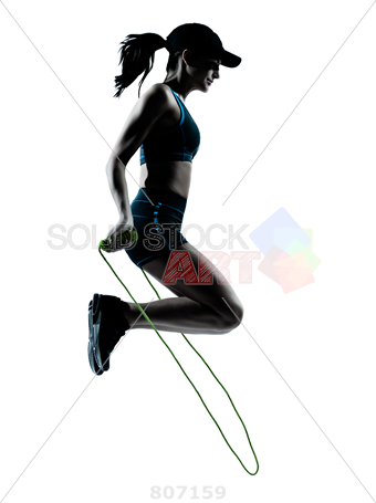 340x455 Stock Photo Of Woman Runner Jogger Jumping Rope Silhouette