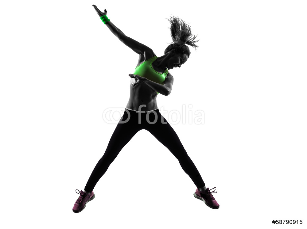 1000x747 Woman Exercising Fitness Zumba Dancing Jumping Silhouette Wall