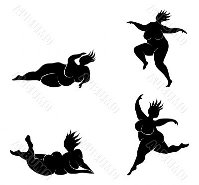 400x373 Silhouette Fat Woman Jumping Clipart Panda