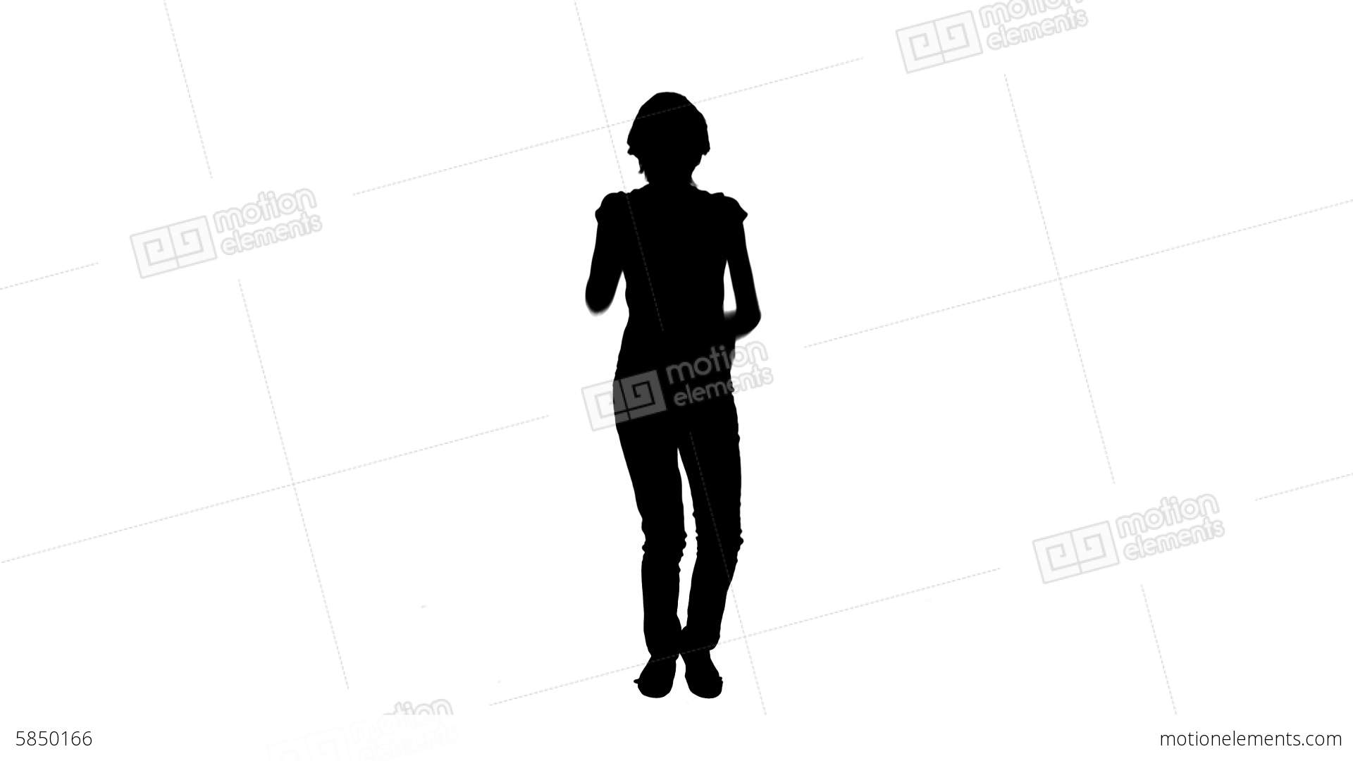1920x1080 Woman Dancing And Showing Thumbs Up Silhouette Stock Video Footage