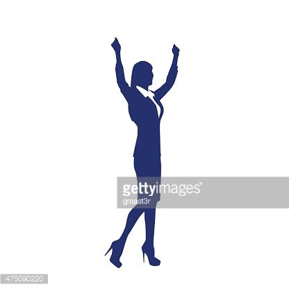 416x416 Business Woman Silhouette Excited Hold Hands Up Stock Vectors