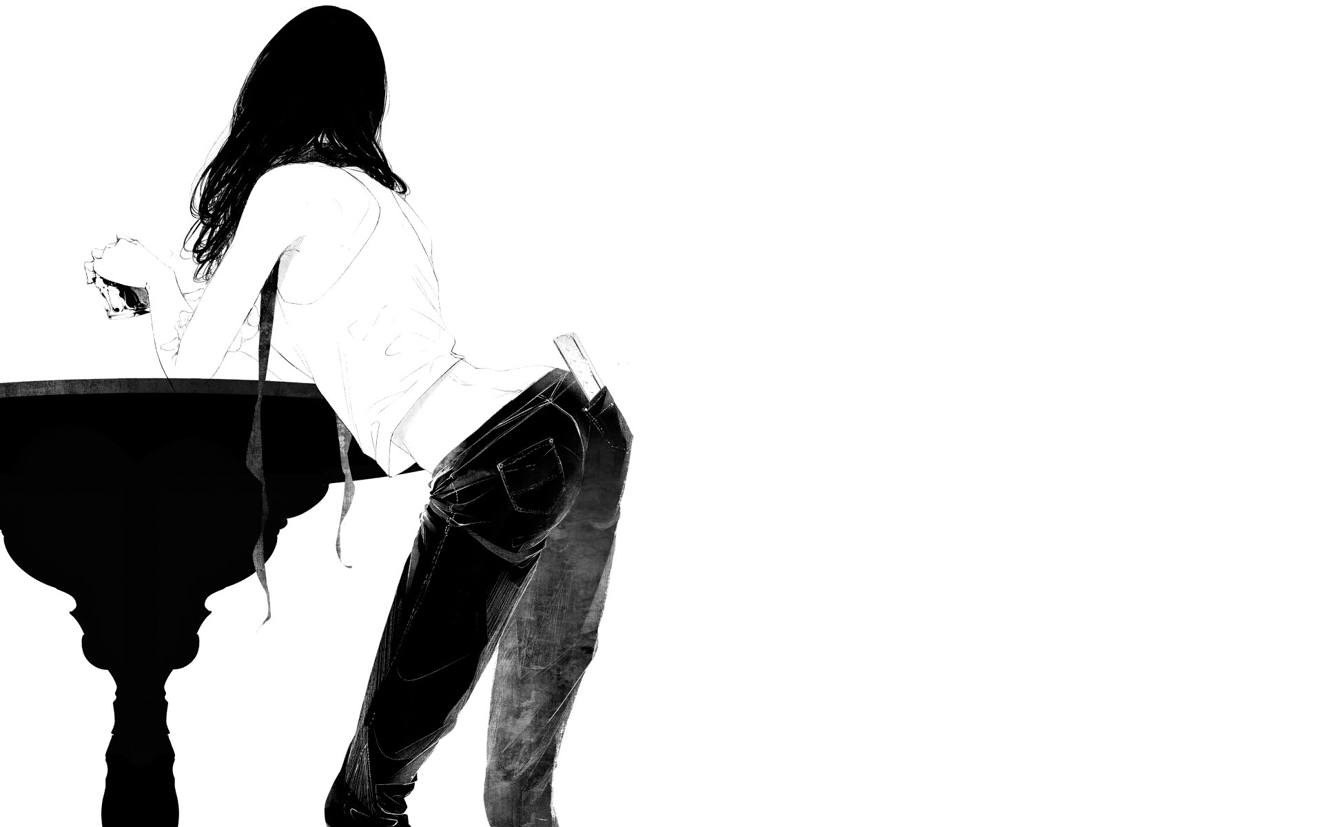 1920x1200 Glass Simple Monochrome Lying Down 3d Wallpaper And Background