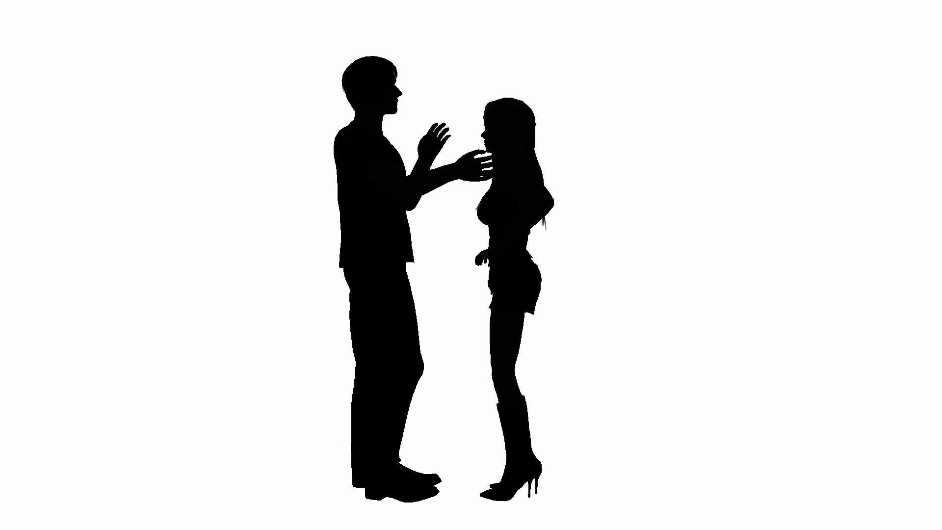 1920x1080 Silhouette Of A Man And Woman Having An Animated Conversation