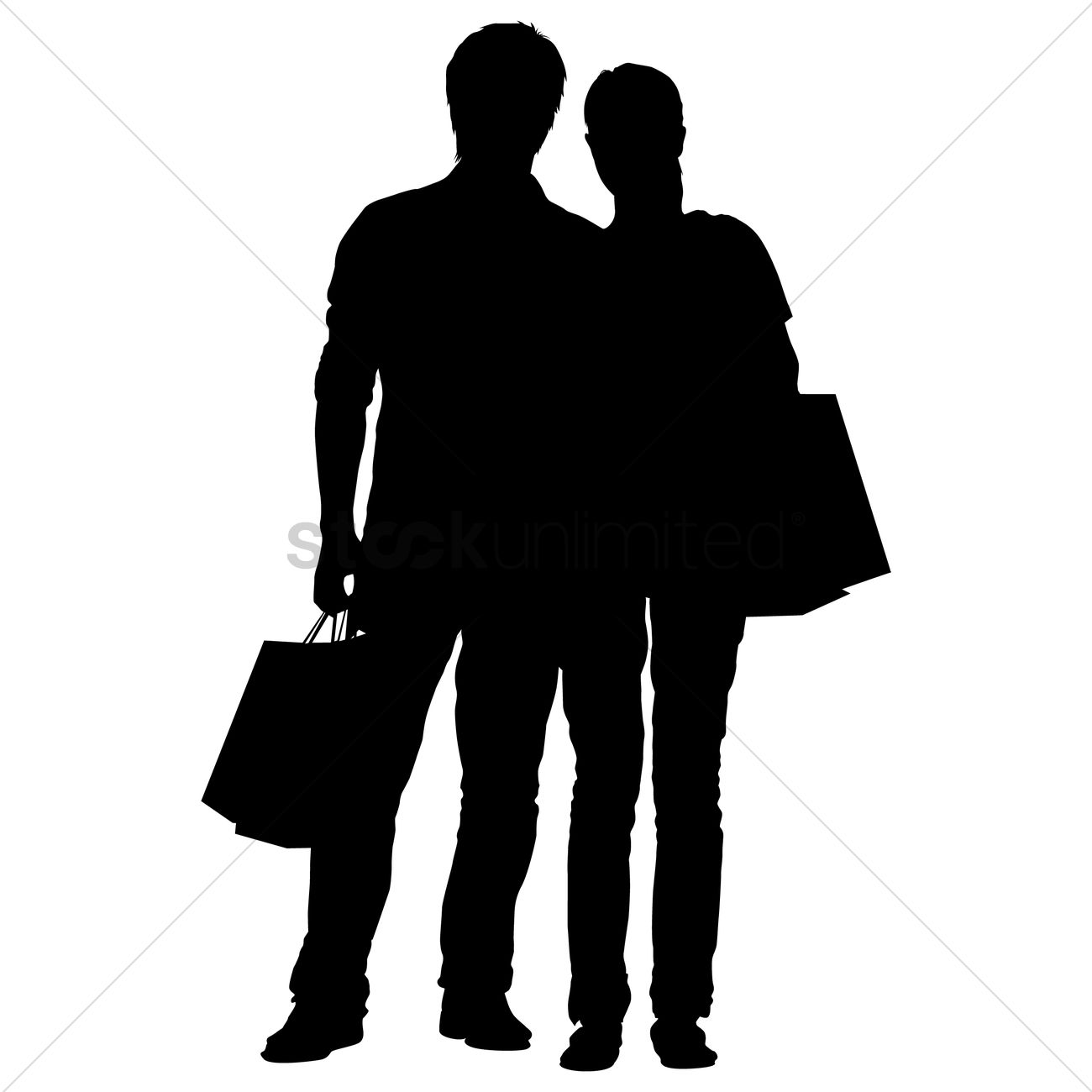 1300x1300 Silhouette Of A Man And Woman With Shopping Bags Vector Image