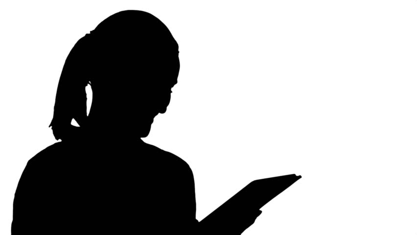 852x480 Silhouette Attractive Young Woman Using A Touchscreen Tablet