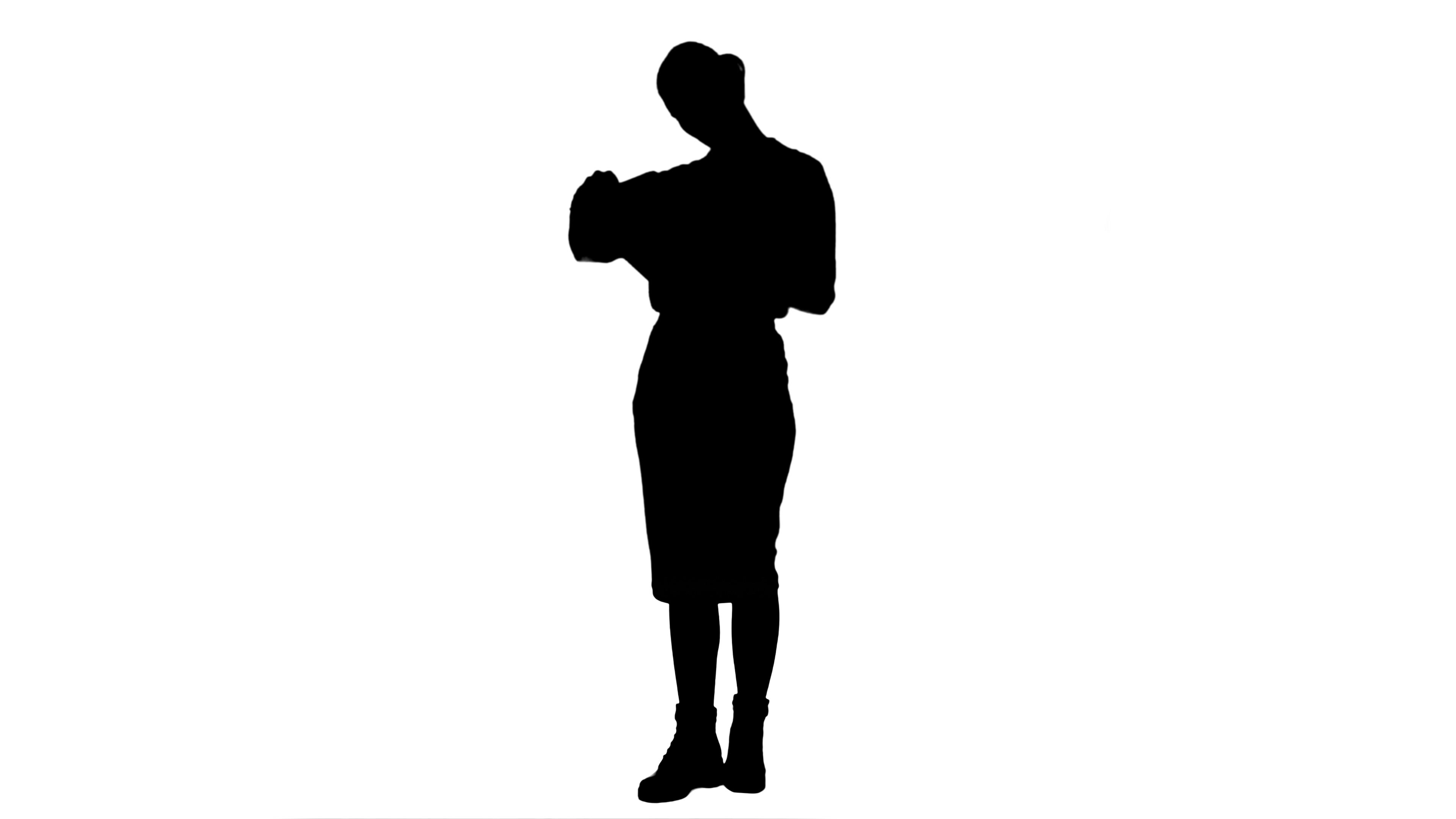 3840x2160 Silhouette Young Businesswoman Reading Documents Aprroving