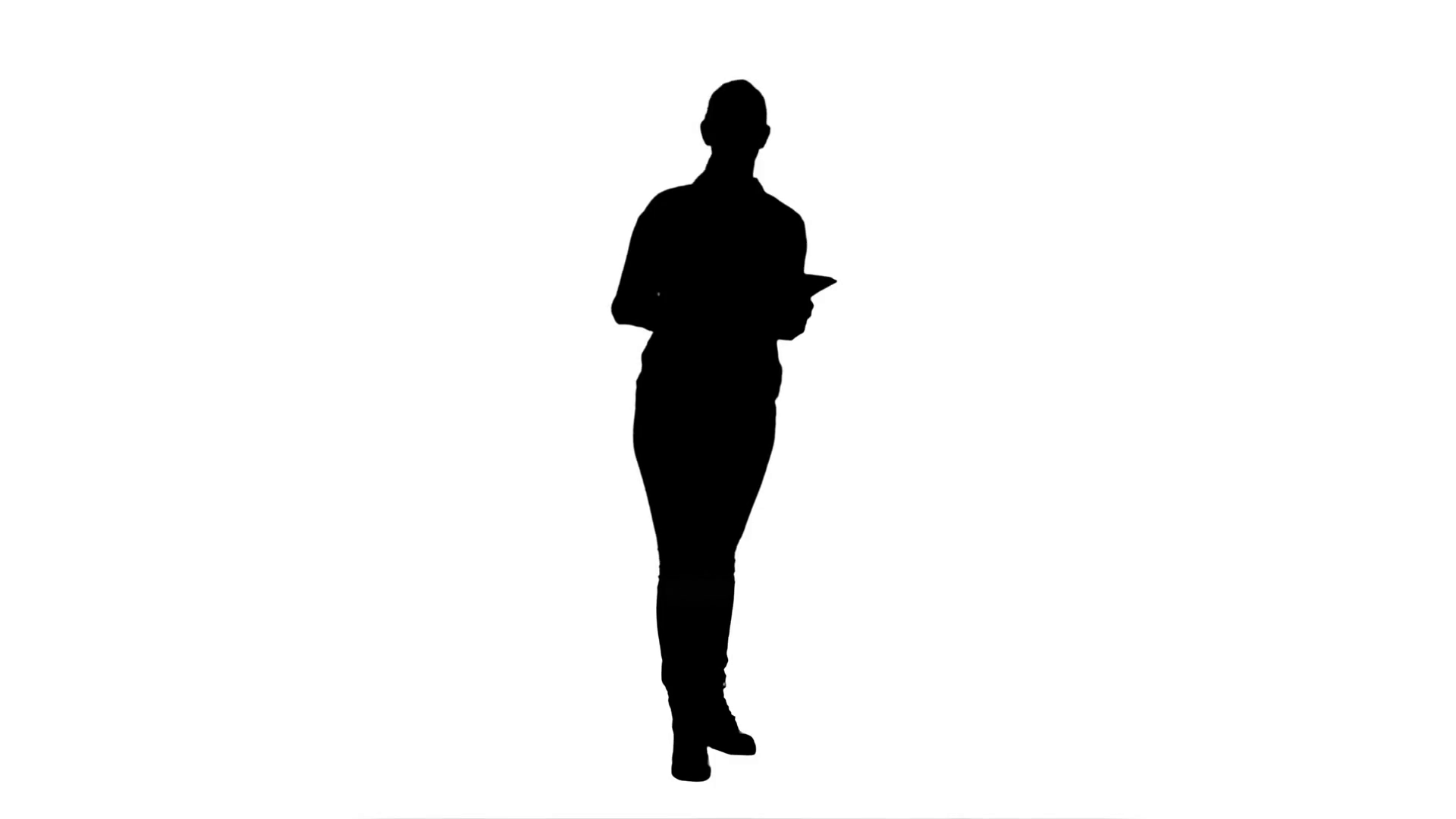 1920x1080 Silhouette Young Woman Using Reading Presentation From A Tablet