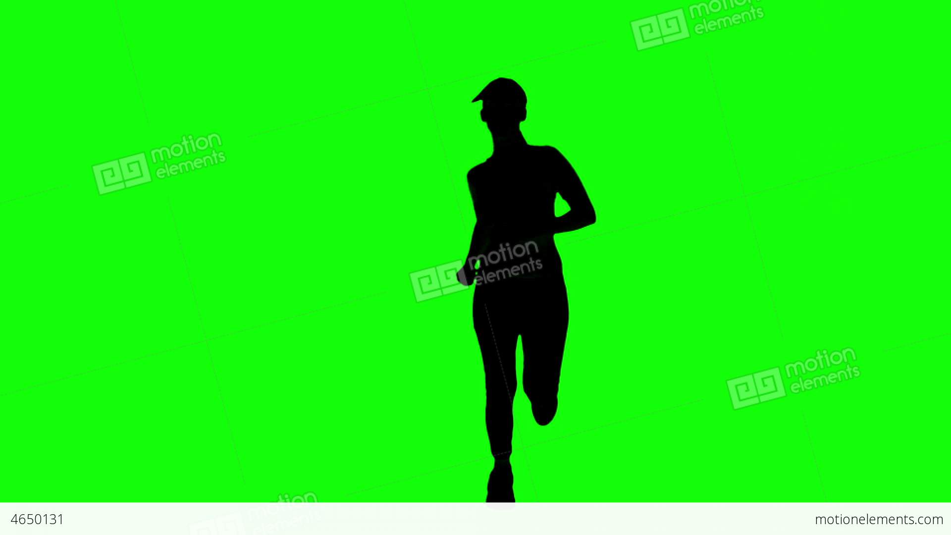 1920x1080 Silhouette Of Woman Running On Green Screen Stock Video Footage