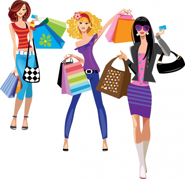 600x581 Black Silhouette Woman Purple Shopping Bag Clipart Fashion