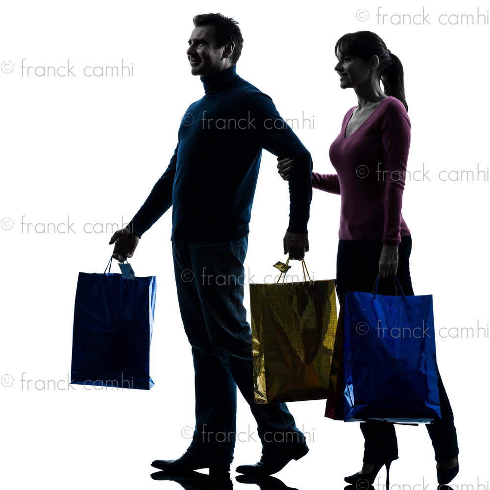 1000x1000 Couple Woman Man Christmas Present Shopping Silhouette
