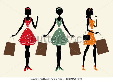 450x326 Silhouettes Of A Women With Shopping Bags. One Of Them Is With Her