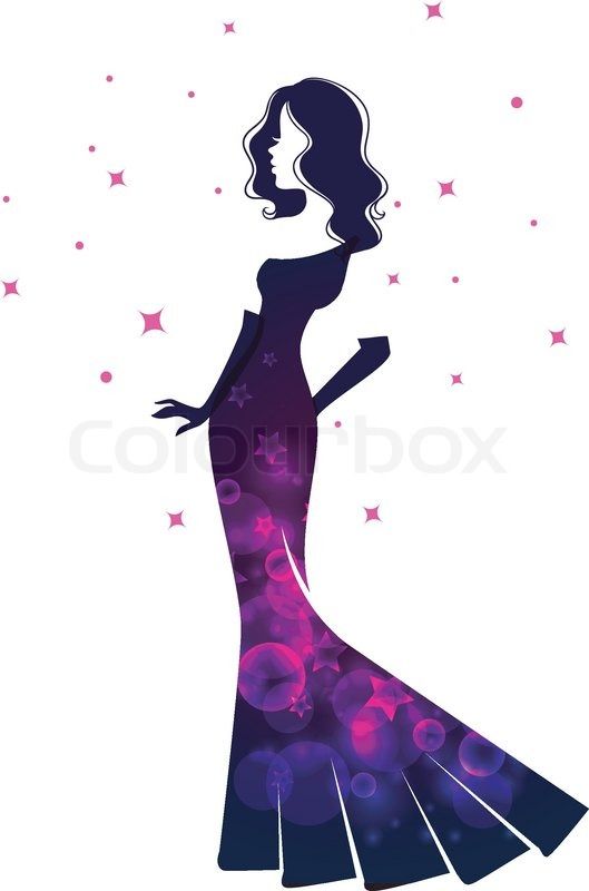 529x800 Woman Silhouette In Dress Standing Clipart Collection