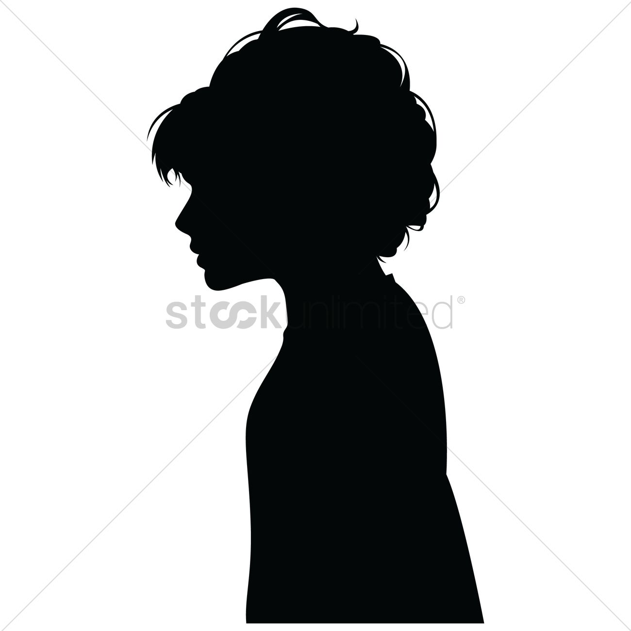 1300x1300 Side View Of A Silhouette Woman Vector Image