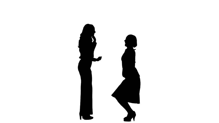 852x480 Silhouette Of A Woman Walking With A Little Boy, Side View. Full