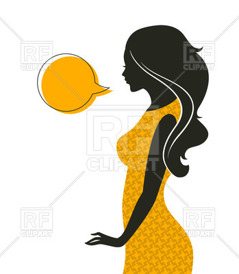 349x400 Young Woman's Silhouette Side View Royalty Free Vector Clip Art