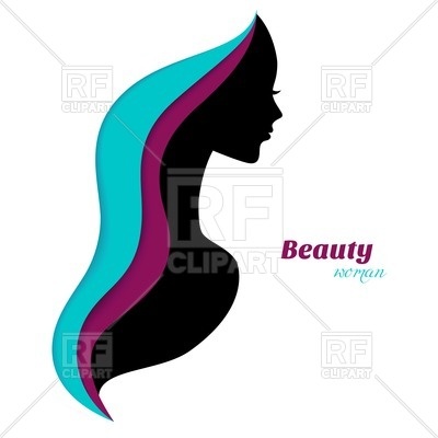 400x400 Silhouette Of Woman With Abstract Hair Royalty Free Vector Clip
