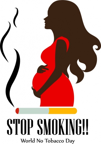 420x600 Stop Smoking Poster Pregnant Woman Silhouette Icon Design Free