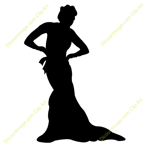 500x500 Woman Silhouette In Dress Standing Clipart Collection