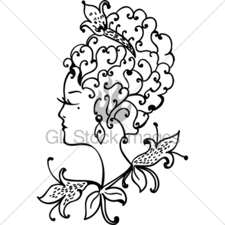 325x325 Woman Vintage Profile Silhouette Gl Stock Images