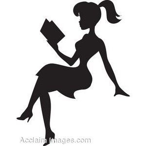 300x300 Silhouette Of A Woman Sitting And Reading Silhouette E Molduras