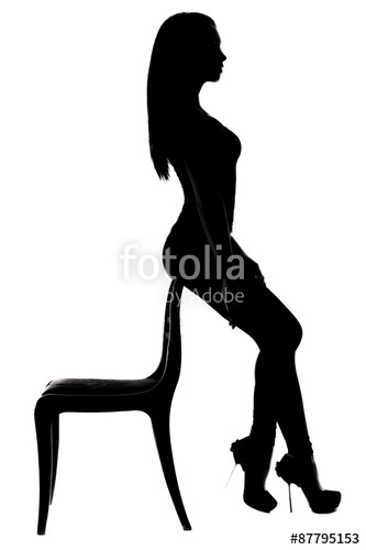 333x500 Silhouette Of A Woman Sitting On The Chair Stock Photo