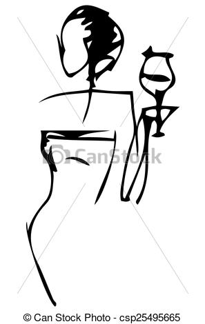 297x470 Black And White Silhouette Vector Sketch Of An Elegant Woman