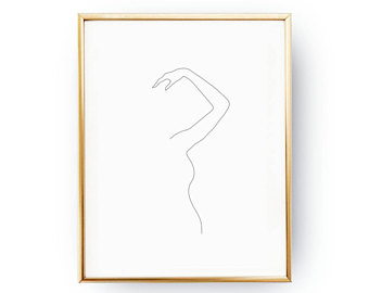 340x270 Woman Forearms Print Minimalist Silhouette Sketch Art