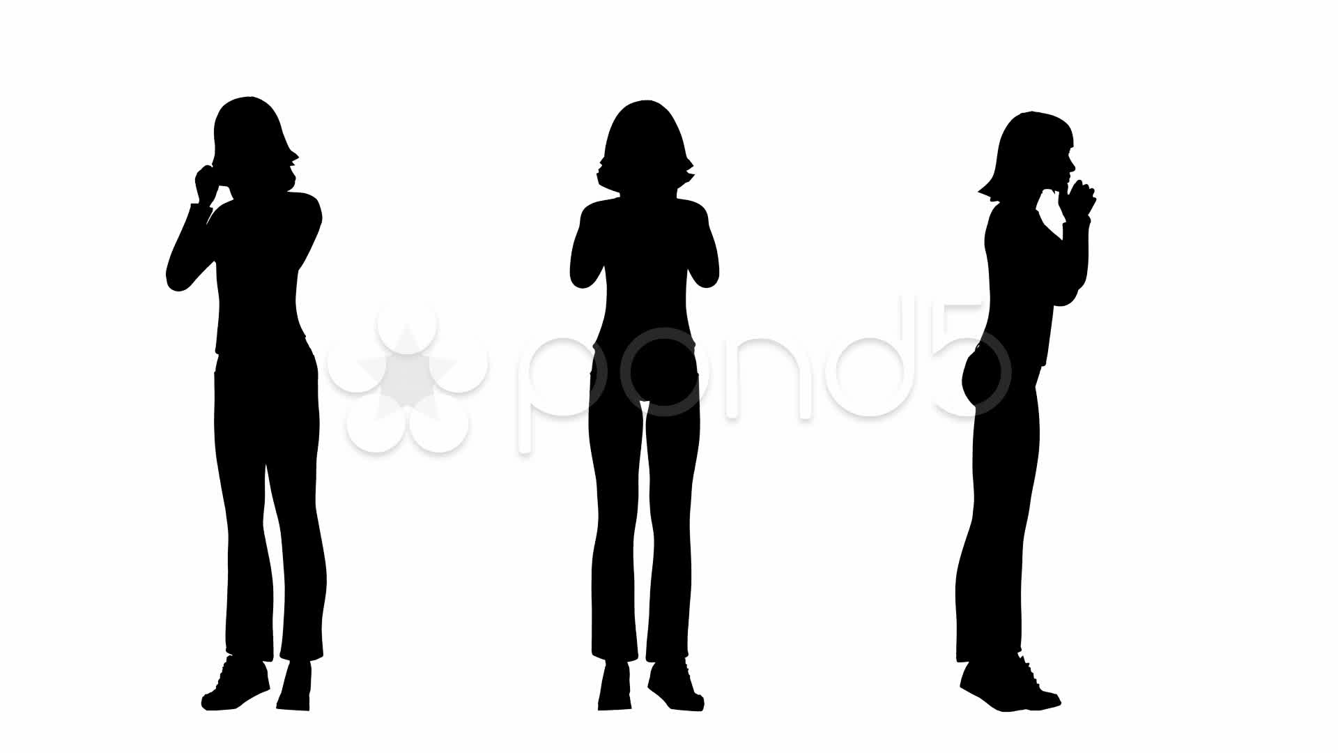 1920x1080 Loop Standing Woman Silhouette ~ Stock Footage