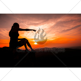 325x325 Silhouette Of Woman Watching Sunset Gl Stock Images