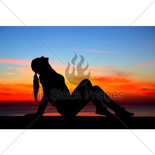 500x500 Woman Enjoying Sunset Gl Stock Images