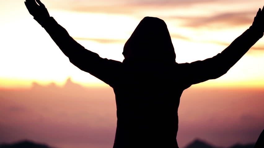 852x480 Attractive Young Woman Silhouette Dancing Outdoors On A Sunset
