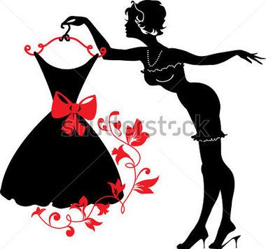 380x356 Pin Up Woman Silhouette With Dress Stock Vector
