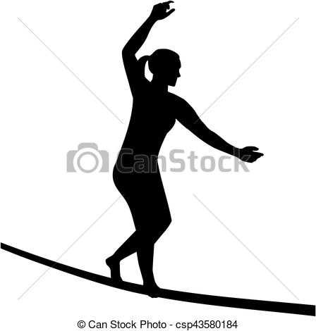448x470 Slacklining Woman Silhouette Vector