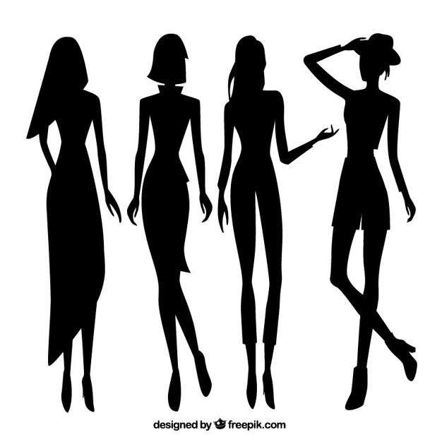 626x626 Set Of Women Model Silhouettes Vector Free Download