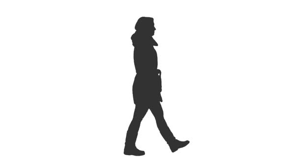 590x332 Silhouette Of A Walking Woman With Hands In Pockets, Alpha Channel