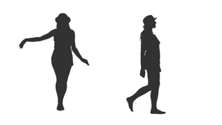 320x180 Walking Female Silhouette, 2 In 1, Alpha Channel Stock Video